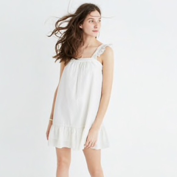 Madewell Dresses & Skirts - Madewell Metallic Stripe Ruffle Dress Size S